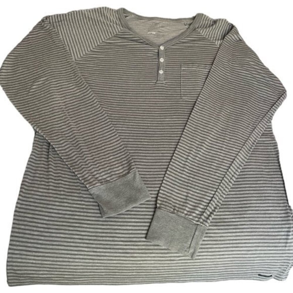 Men's On The Byas Large Stripe Gray L/S Pullover Shirt Size Large EUC #6145